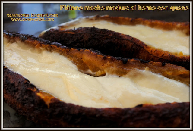Plátano macho maduro al horno con queso, receta latinoamericana