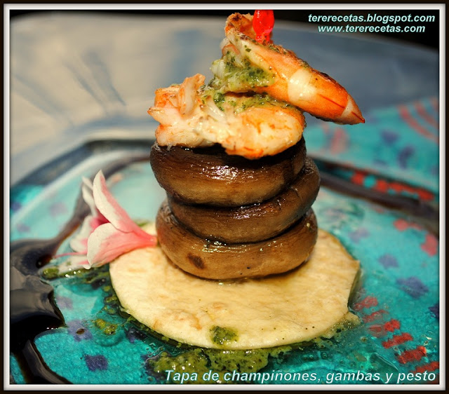 tapa de champiñones gambas y pesto 02