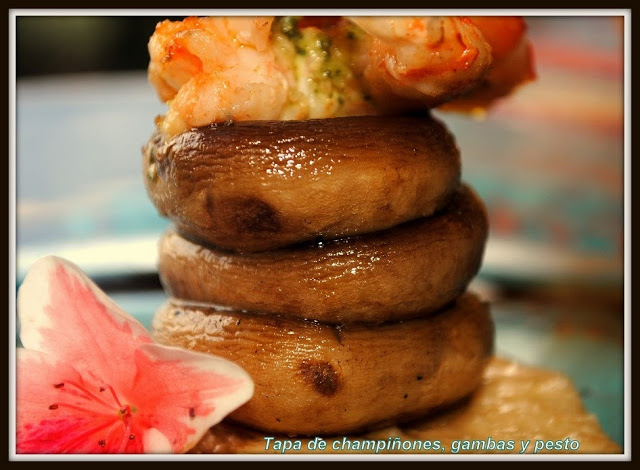 tapa de champiñones gambas y pesto 03