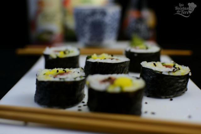 Maki sushi con atún, mango y apio tererecetas 01