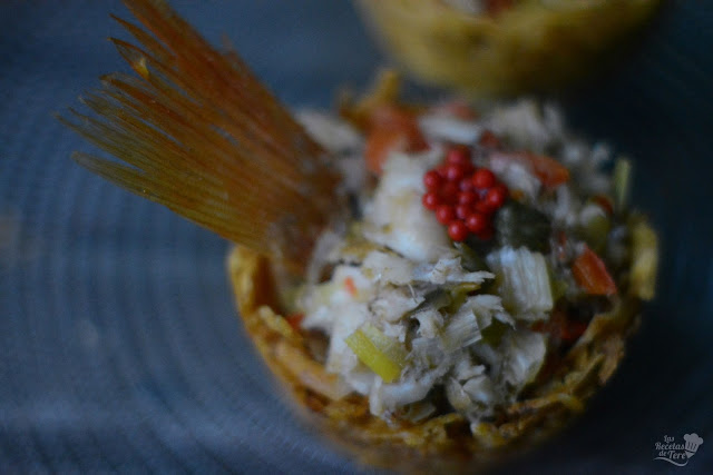 Nidos de plátano macho verde rellenos con cabracho tererecetas 01