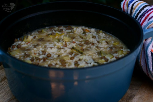 Menestra de arroz, calabacines y lentejas 03