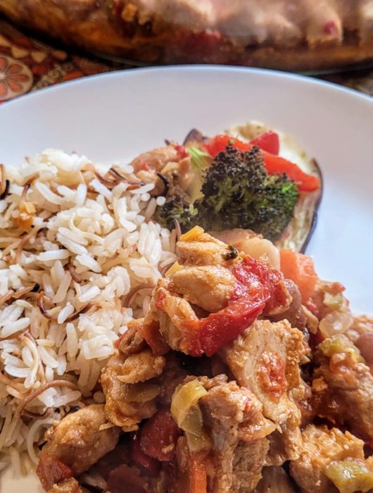 Receta de Magro de Cerdo Guisado con vino moscatel y brandy